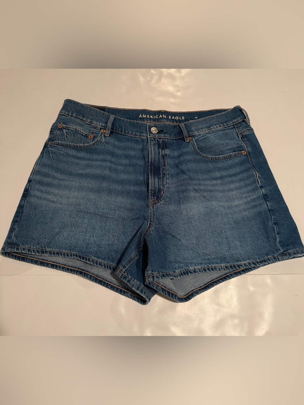 American Eagle Outfitters Denim High-Rise Jean Shorts in Medium Blue